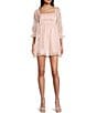 Color:Baby Pink - Image 1 - 1/2 Sleeve Organza Fit & Flare Dress