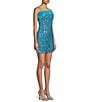 Color:Aqua - Image 3 - Sequin Feather Trim Bodycon Dress
