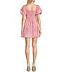 Color:Bubble Gum - Image 2 - Short Sleeve Corset Jacquard Dress