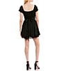 Color:Black - Image 2 - Short Sleeve Peasant Two Tiered Fit-And-Flare Mini Dress