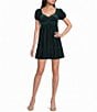 Allison & Kelly Short Sleeve Smocked-Back Velvet Dress - Image 4