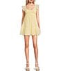 Allison & Kelly Short Sleeve Smocked Empire Tiered Mini Dress, Color:Butter/yellow - Image 1
