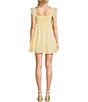 Allison & Kelly Short Sleeve Smocked Empire Tiered Mini Dress, Color:Butter/yellow - Image 2