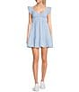 Allison & Kelly Short Sleeve Smocked Empire Tiered Mini Dress, Color:Baby Blue - Image 1