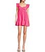 Color:Hot Pink - Image 1 - Short Sleeve Smocked Empire Tiered Mini Dress