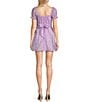 Color:Lavender - Image 2 - Short Sleeve V-Neck Organza Clip Dot Dress