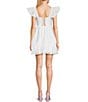 Color:White - Image 2 - Sleeveless Square Neck Lace-Up Back Organza Dress