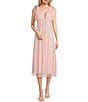 Color:Blush - Image 1 - Sleeveless V-Neck Dotted Midi Dress