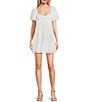 Allison & Kelly Smocked V-Neck Short Sleeve Dress, Color:White - Image 1