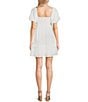 Allison & Kelly Smocked V-Neck Short Sleeve Dress, Color:White - Image 2