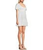 Allison & Kelly Smocked V-Neck Short Sleeve Dress, Color:White - Image 3