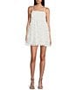 Color:White - Image 1 - Spaghetti Strap Square Neck 3D Glitter Floral Printed Dress