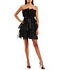 Color:Black - Image 1 - Square Neck Sleeveless Tiered Fit-And-Flare Dress