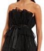 Color:Black - Image 4 - Square Neck Sleeveless Tiered Fit-And-Flare Dress