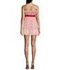 Color:Pink/Red - Image 2 - Strapless Glitter Heart Print Double Hem Mini Dress