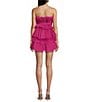 Color:Fuchsia - Image 2 - Strapless Glitter Tie Waist Tiered Cupcake Dress