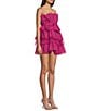 Color:Fuchsia - Image 3 - Strapless Glitter Tie Waist Tiered Cupcake Dress