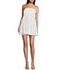 Color:White - Image 1 - Strapless Rosette Babydoll Dress