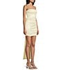 Allison & Kelly Strapless Taffeta Bow Back With Detachable Train Mini Dress - Image 3