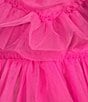 Color:Pink - Image 3 - V-Neck Ruffle Tiered Tulle Fit & Flare Dress