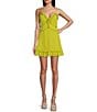Color:Citron - Image 1 - V-Neck Sleeveless Pebble Chiffon Dress