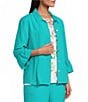 Allison Daley 3/4 Flounce Sleeve Button Front Point Collar Top - Image 1
