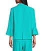 Allison Daley 3/4 Flounce Sleeve Button Front Point Collar Top - Image 2
