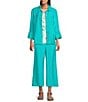 Allison Daley 3/4 Flounce Sleeve Button Front Point Collar Top - Image 4