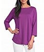 Allison Daley 3/4 Sleeve Boat Neck Knit Top - Image 1