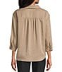 Allison Daley 3/4 Sleeve Button Front Point Collar Blouse - Image 2