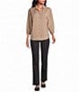 Allison Daley 3/4 Sleeve Button Front Point Collar Blouse - Image 3