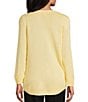 Allison Daley 3/4 Sleeve Crew Neck Curve Hem Diagonal Rib Front Sweater, Color:Golden Haze Yellow - Image 2