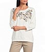 Allison Daley 3/4 Sleeve Crew Neck Embordered Top - Image 1