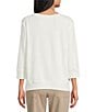 Allison Daley 3/4 Sleeve Crew Neck Embordered Top - Image 2