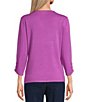 Color:Iris Orchid - Image 2 - 3/4 Sleeve Jewel Neck Top