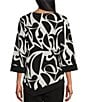 Allison Daley 3/4 Sleeve Keyhole Neck Asymmetric Hem Knit Top, Color:Geo Block - Image 2