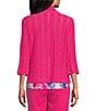 Allison Daley 3/4 Sleeve Open-Front Eyelet Knit Cardigan, Color:Raspberry - Image 2