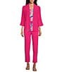 Allison Daley 3/4 Sleeve Open-Front Eyelet Knit Cardigan, Color:Raspberry - Image 3