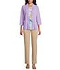 Allison Daley 3/4 Sleeve Open Front Pointelle Cardigan - Image 5