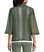Allison Daley 3/4 Sleeve Open Front Pointelle Cardigan - Image 2