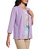 Allison Daley 3/4 Sleeve Open Front Pointelle Cardigan - Image 3