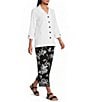 Allison Daley 3/4 Sleeve Point Collar Button Front Knit Top - Image 3