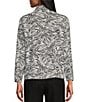 Allison Daley 3/4 Sleeve Point Collar Button Front Linen Blend Jacket, Color:Black/White Currents - Image 2