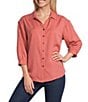 Allison Daley 3/4 Sleeve Point Collar Y-Neck Button Front Top - Image 1