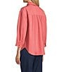 Allison Daley 3/4 Sleeve Point Collar Y-Neck Button Front Top - Image 3