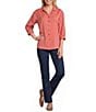 Allison Daley 3/4 Sleeve Point Collar Y-Neck Button Front Top - Image 4