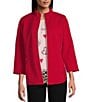 Allison Daley 3/4 Sleeve Stand Collar Zip Front Jacket, Color:Red - Image 1