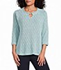 Allison Daley 3/4 Sleeve V-Neck Keyhole Knit Top - Image 5