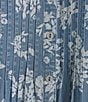Allison Daley Blooming Flowers Print Short Tie Sleeve Y-Neck Button-Front Pintuck Blouse, Color:Indigo Blooming Flowers - Image 4