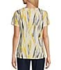 Allison Daley Brush Fun Stripe Print Short Sleeve Crew Neck Art Tee Shirt, Color:Brush Fun Stripe - Image 2